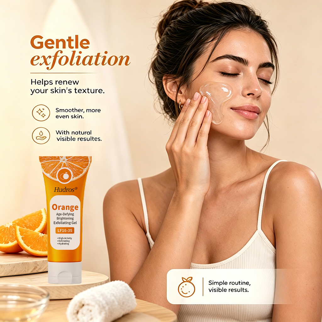 🍊Hudros® Radiant Orange Exfoliating Gel Restores skin radiance, 🛒gently removes dead skin cells, brightens the complexion, revitalizes the skin, and improves dullness and roughness.