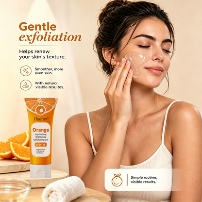 🍊Hudros® Radiant Orange Exfoliating Gel Restores skin radiance, 🛒gently removes dead skin cells, brightens the complexion, revitalizes the skin, and improves dullness and roughness.