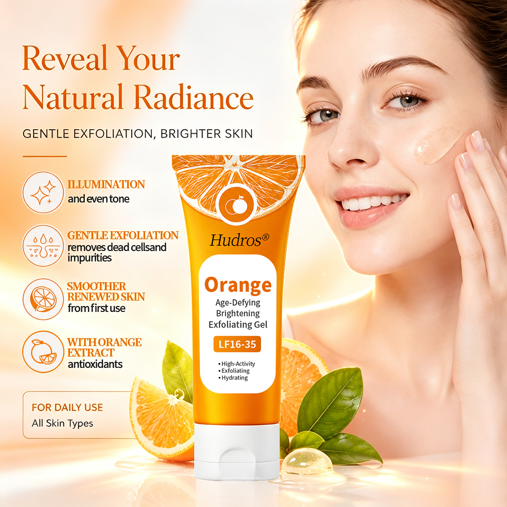 🍊Hudros® Radiant Orange Exfoliating Gel Restores skin radiance, 🛒gently removes dead skin cells, brightens the complexion, revitalizes the skin, and improves dullness and roughness.