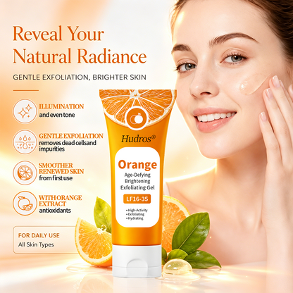 🍊Hudros® Radiant Orange Exfoliating Gel Restores skin radiance, 🛒gently removes dead skin cells, brightens the complexion, revitalizes the skin, and improves dullness and roughness.