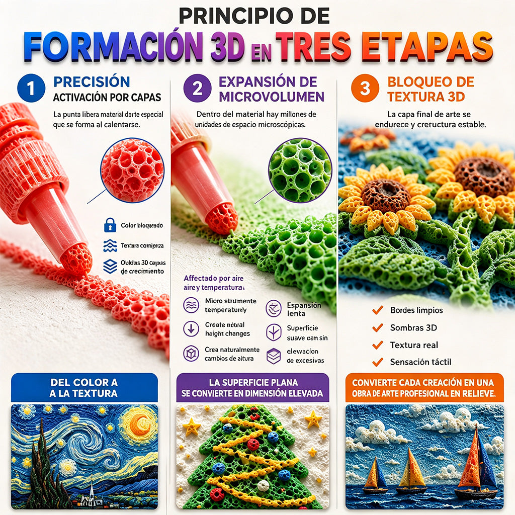 💥 Último día: 50% de descuento🔥丨IEY® Pluma de Arte 3D en Relieve – Crea arte 3D táctil en casa