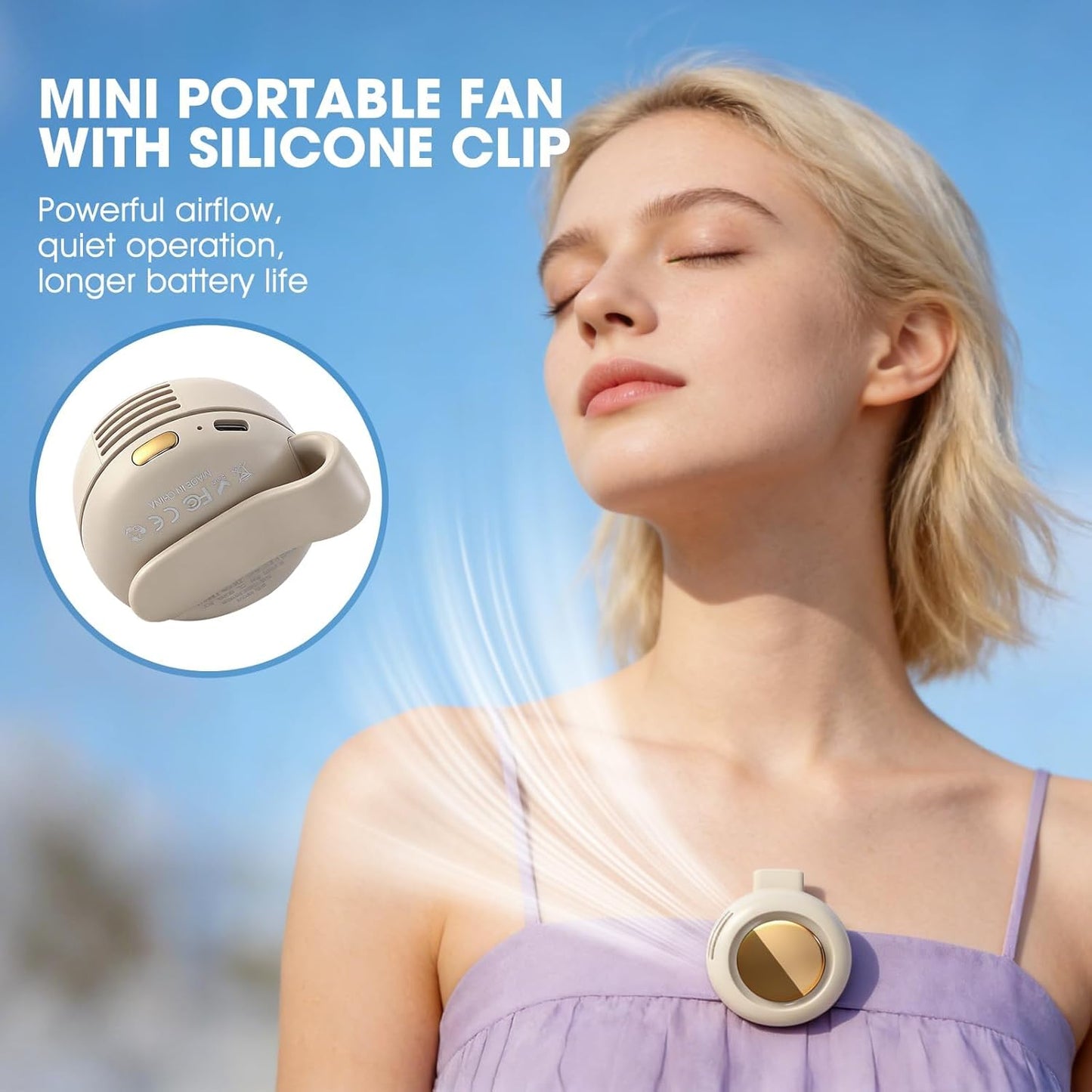 ✨2026 New Portable Clip-On Fan🥵🔥 — Wearable for Outdoors, Travel, and Office Use🏃