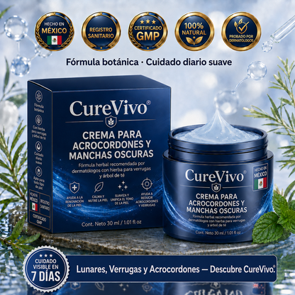 🥑2️⃣ CureVivo® Crema de 7 Días para Acrocordones y Manchas (Fórmula sin dolor · Sin cicatrices)