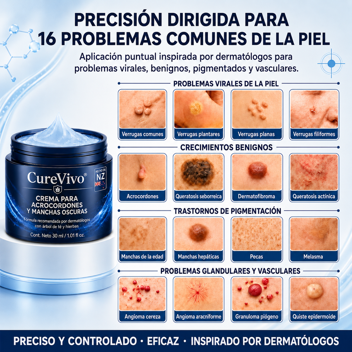🥑2️⃣ CureVivo® Crema de 7 Días para Acrocordones y Manchas (Fórmula sin dolor · Sin cicatrices)