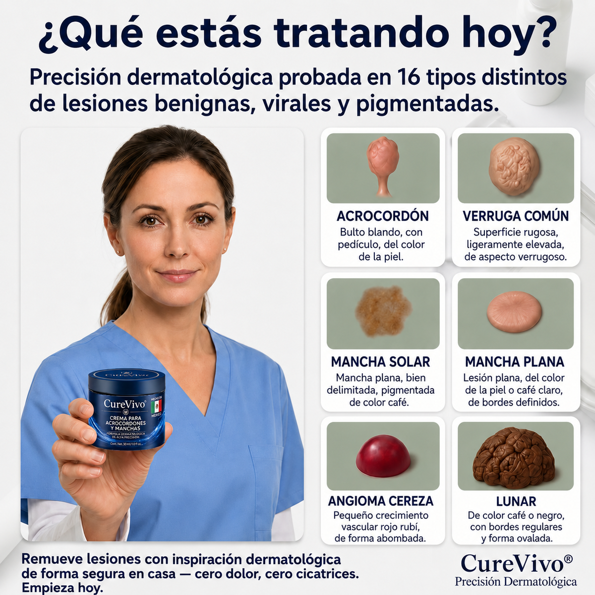 🥑2️⃣ CureVivo® Crema de 7 Días para Acrocordones y Manchas (Fórmula sin dolor · Sin cicatrices)