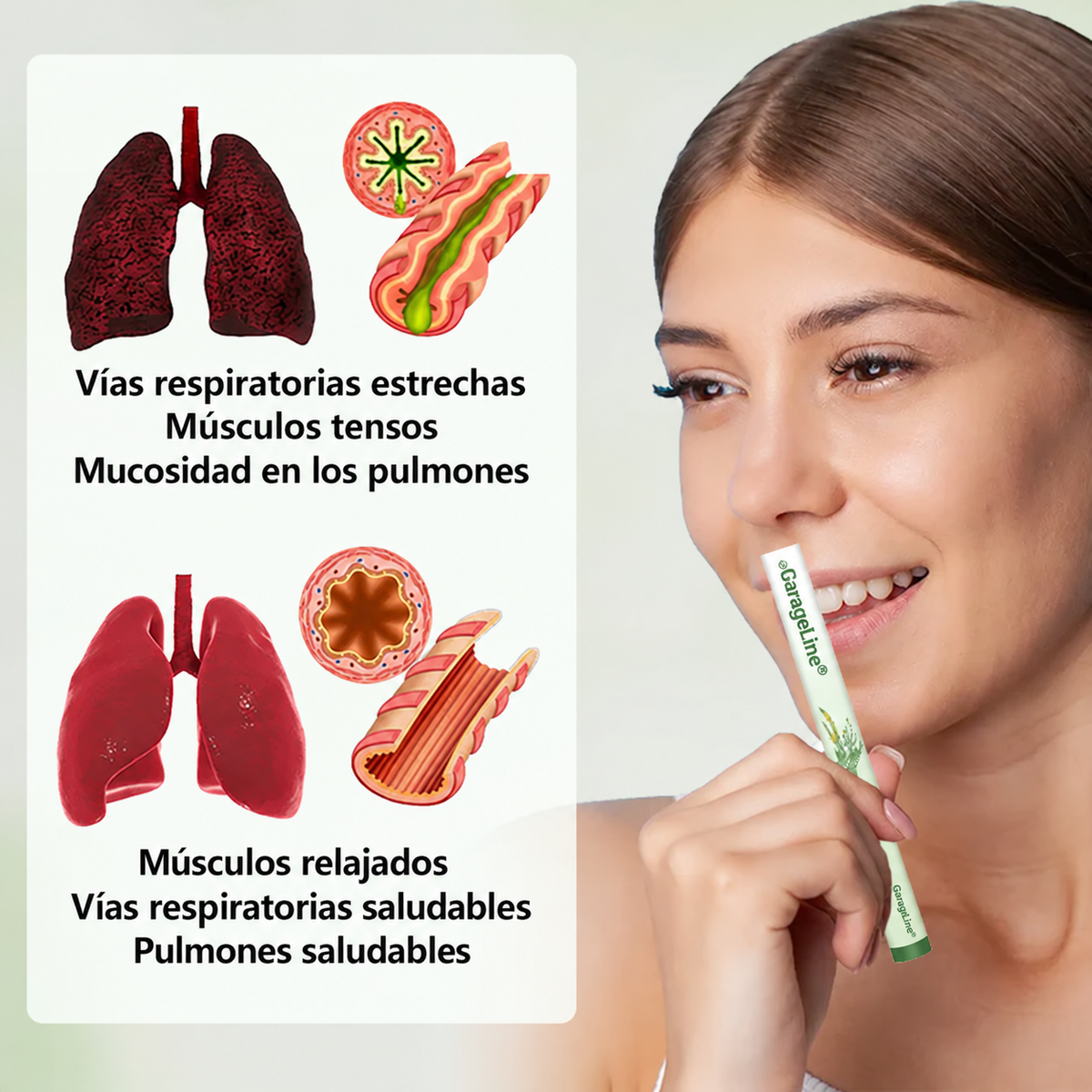 🍀GarageLine® Difusor Nasal Botánico LungCare con Gordolobo