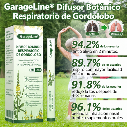 🍀GarageLine® Difusor Nasal Botánico LungCare con Gordolobo