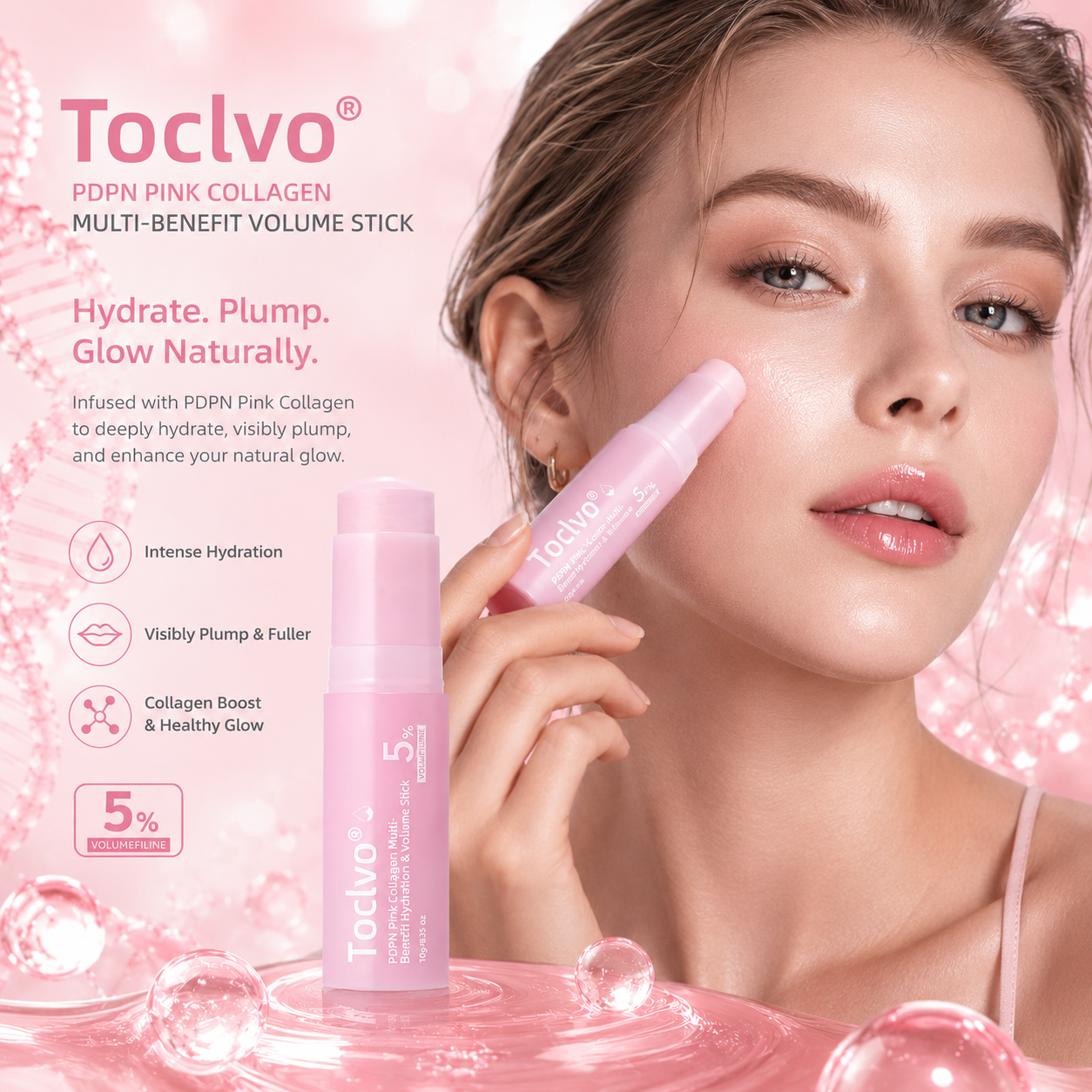 🔥50% off on the last day丨🎨Toclvo® PDRN Pink Collagen Multi-Benefit Hydration & Volume Stick